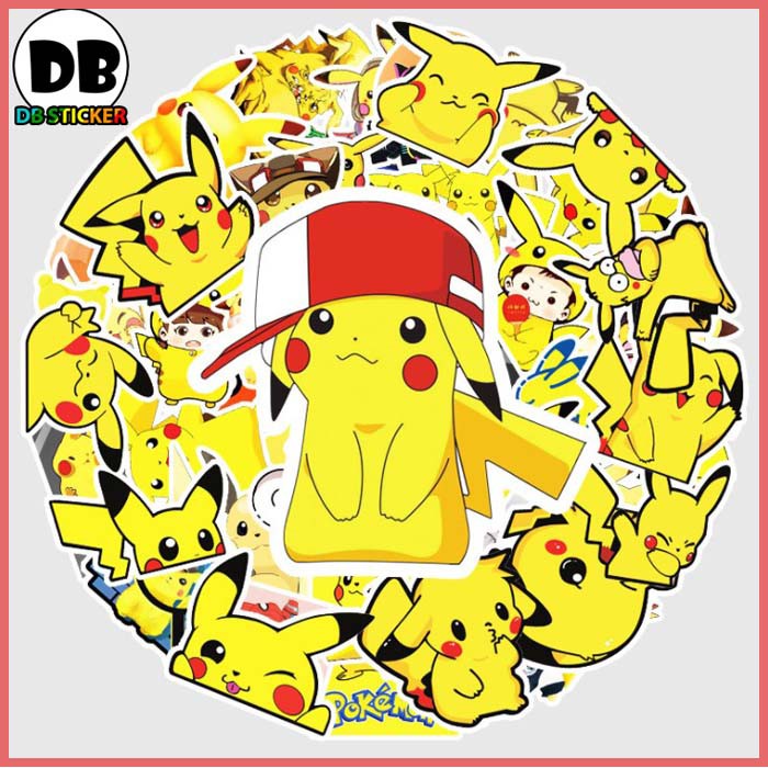 Sticker hình Pikachu cute, dễ thương dán trang trí laptop, mũ nón bảo hiểm, vali, xe tay ga - DB.006