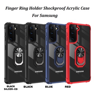 Ốp Điện Thoại Acrylic Trong Suốt Chống Sốc Có Giá Đỡ Dạng Vòng Tròn Xỏ Ngón Cho Samsung S22 Ultra S21 FE S20 Plus Note 20 Ultra