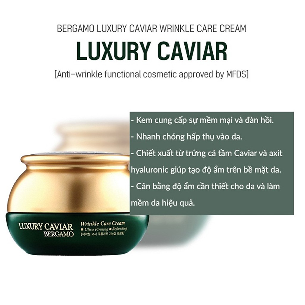 Kem Dưỡng Ẩm, Mờ Nám Bergamo Luxury Caviar Wrinkle Care Cream 50g