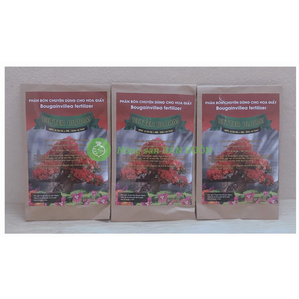 30 gói x 10g/gói = 300g Phân Bón Chuyên Dùng Cho Hoa Giấy Bougainvillea - Better Bloom, NPK: 6-36-36 + ME - Siêu Ra Hoa