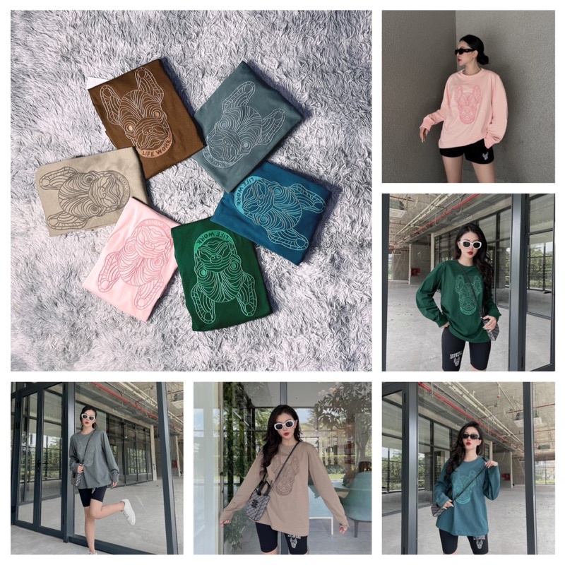 BST 2022 2023 áo đôi nam nữ sweater LÌFEWORK in hình chó 3D hàng FULL TAG cam kết chất lượng
