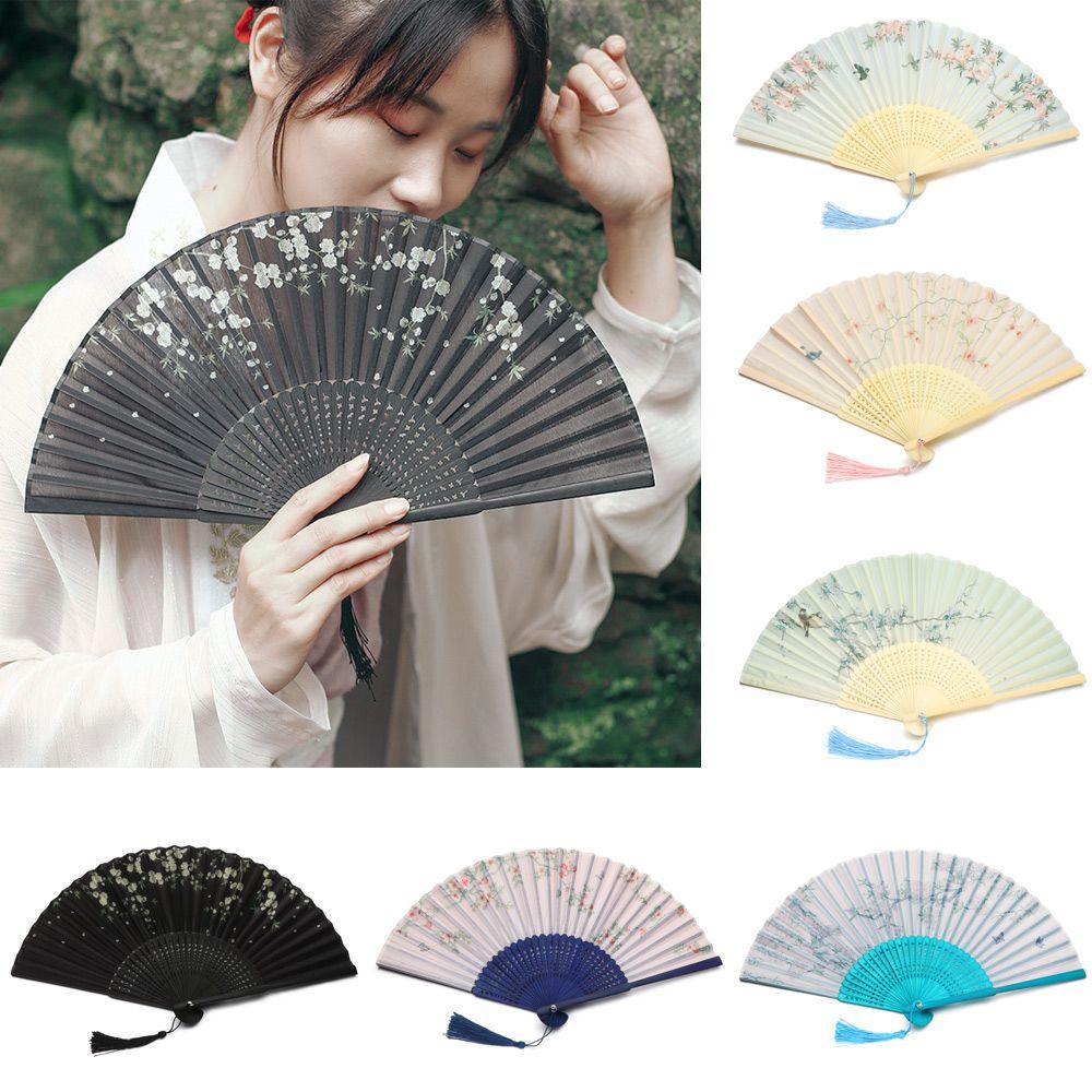 Quạt Xếp Cầm Tay Bằng Tre Và Lụa Phong Cách Trung Hoa