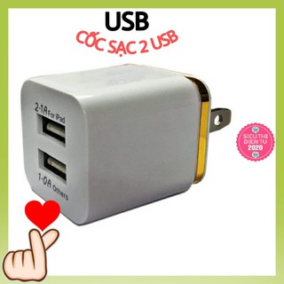 Cốc sạc usb - củ sạc usb, 2 cổng usb 2.1a và 1a