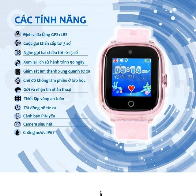 Đồng hồ định vị trẻ em Digiwatch DW28 Nghe gọi 2 chiều | Camera chụp hình | Chống nước IP67