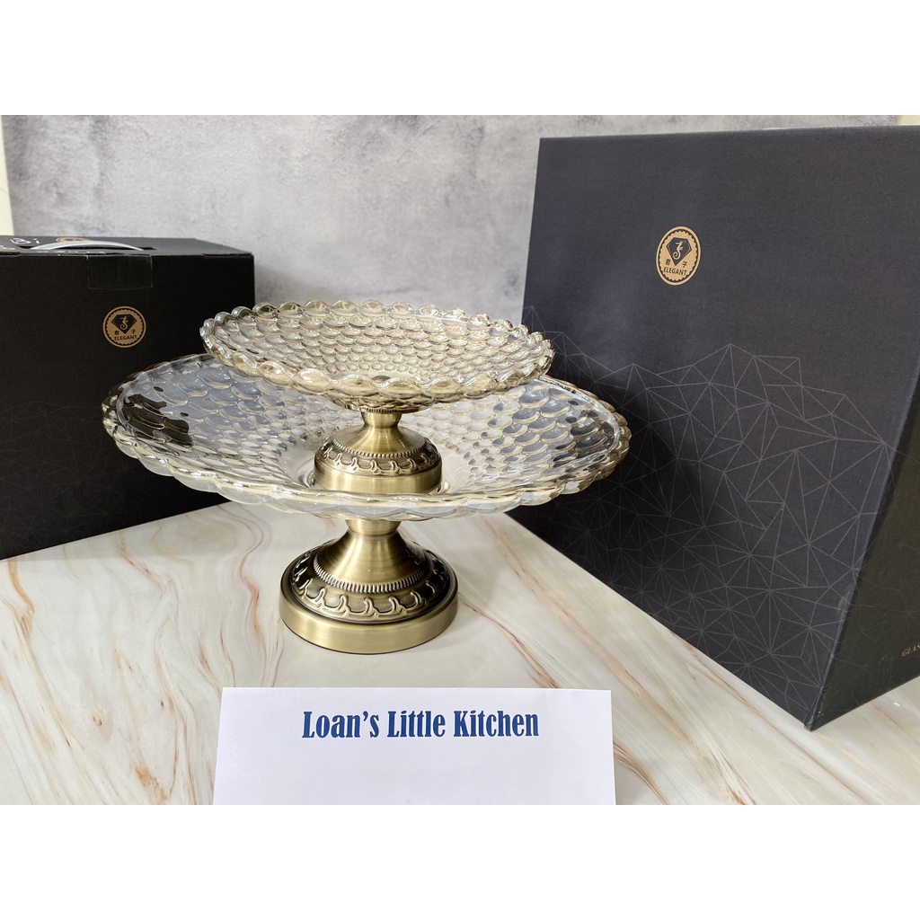 Dĩa Trái Cây Thủy Tinh Có Chân Đế Trung Đông, Đĩa Chưng Trái Cây Bánh Kẹo Cao Cấp Size 20cm