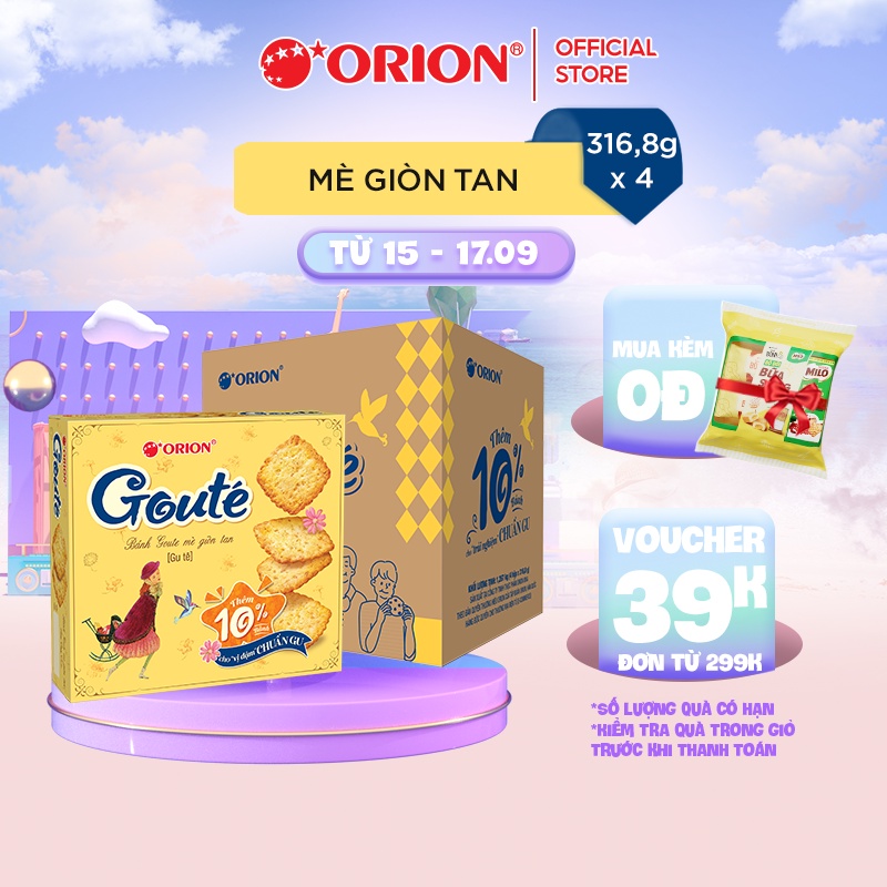 Combo 4 Hộp Bánh Orion Goute Mè Giòn Tan (316,8g x 4) (Giao Màu Ngẫu Nhiên)