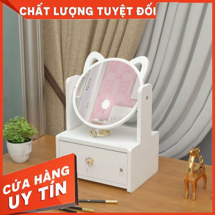 HH Kệ Đựng Mỹ Phẩm Có Gương Tai Mèo (1 Ngăn)