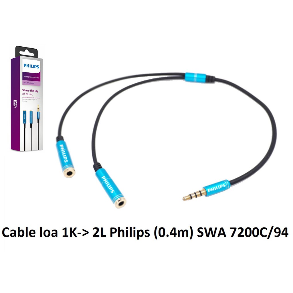CÁP LOA NỐI DÀI 3.5MM 1-&gt;2 - 0.4M PHILIPS (SWA7200C/94)