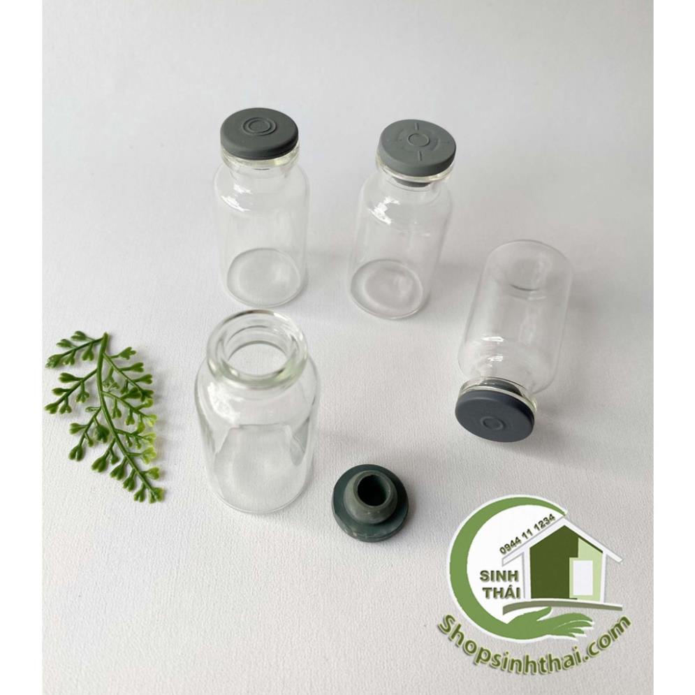 Lọ thủy tinh nắp cao su xám, hũ vừa 4cm x 2cm, chai hũ thủy tinh đựng chất lỏng, tinh dầu, kim tuyến, mỹ phẩm, cườm