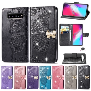 Bao da điện thoại kiểu ví nắp lật in hình bướm 3D cho Samsung S10 5G S9 Plus/ S8Plus S7/S8 S7 Edge