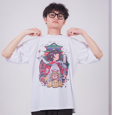 Áo Thun tay lỡ form rộng in hình phim hoạt hình Spirited Away Unisex