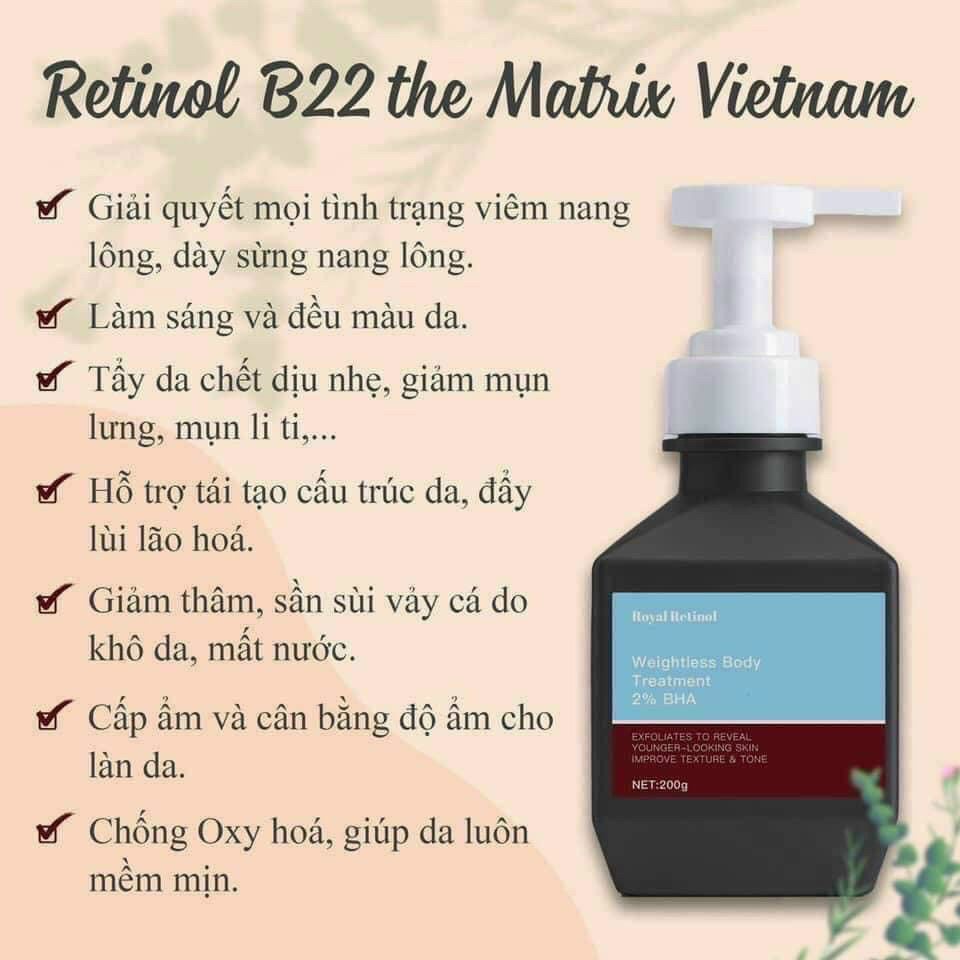 [CHÍNH HÃNG] Royal Retinol B22 The Matrix - Kem Ủ Kích Trắng Body Retinol 1.5% (chai 200g) - XUKA.cosmetics