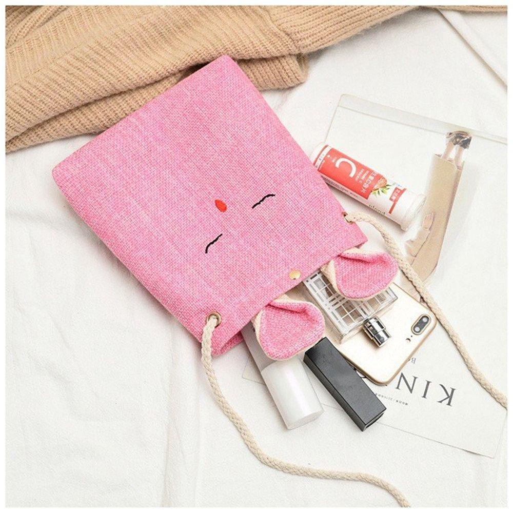 UUMIR Túi Đựng Tiền Xu Chất Liệu Cotton Lanh Hoạ Tiết Thỏ Xinh Xắn