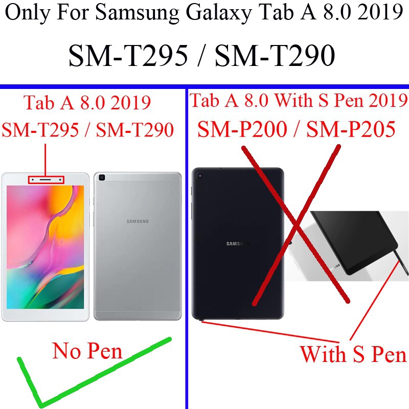 Bao da máy tính bảng nắp lật kiêm giá đỡ có ngăn đựng thẻ cho Samsung Tab A 8.0 T290 SMT295 | BigBuy360 - bigbuy360.vn