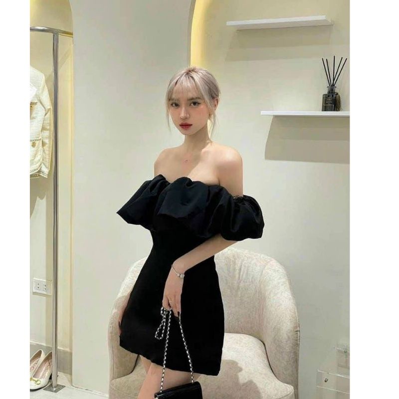 Váy bèo lụa bẹt vai