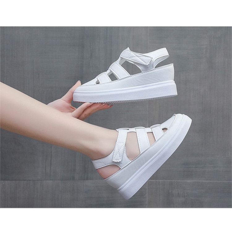 Giày sandal bánh mì xăn đan đế bằng 5 phân gladiator cá tính êm chân phong cách Korea S087SD