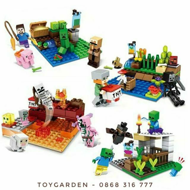 Lego sy Minecraft - set 4 nhà lắp ráp my world