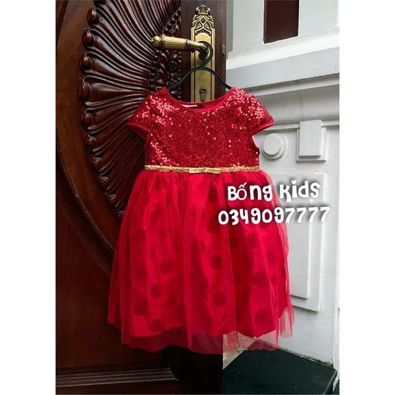 Váy Party Bé Gái Đỏ Sequin BlueBeri
