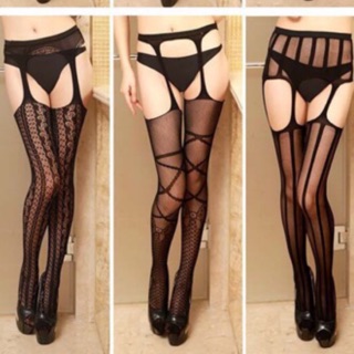 Tất lưới đùi sexy liền kẹp hoa văn