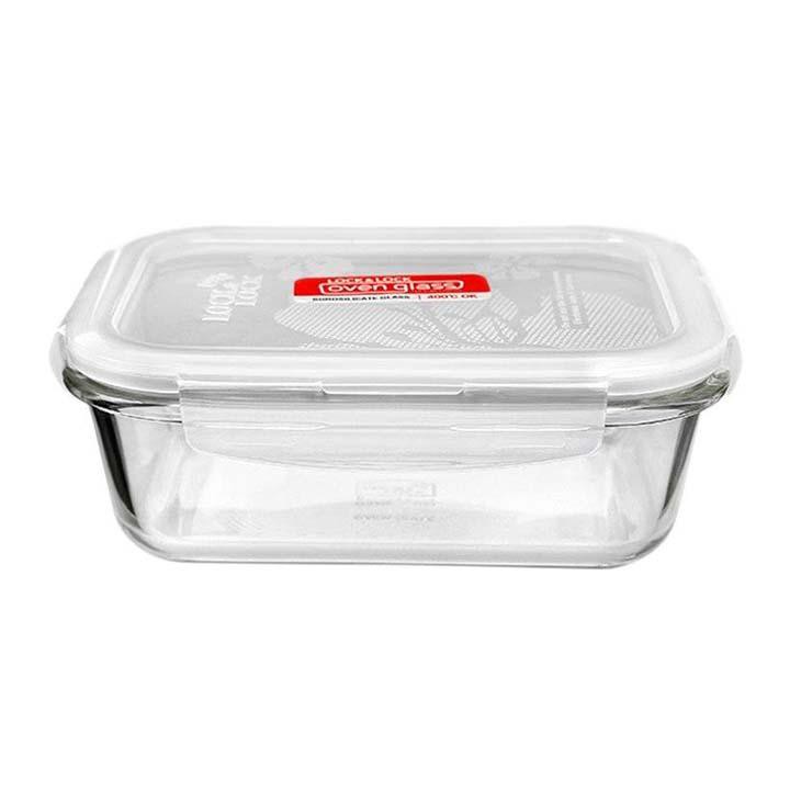 Hộp Thủy Tinh Chịu Nhiệt Lock&amp;Lock 420ml Chữ Nhật - Hộp Đựng Thực Phẩm - Hộp Mang Cơm Cao Cấp