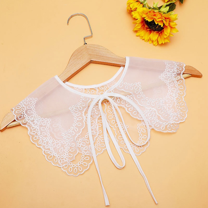 Khăn Choàng Cổ Hai Lớp Phối Ren Thắt Nơ Có Thể Tháo Rời Cho Nữ