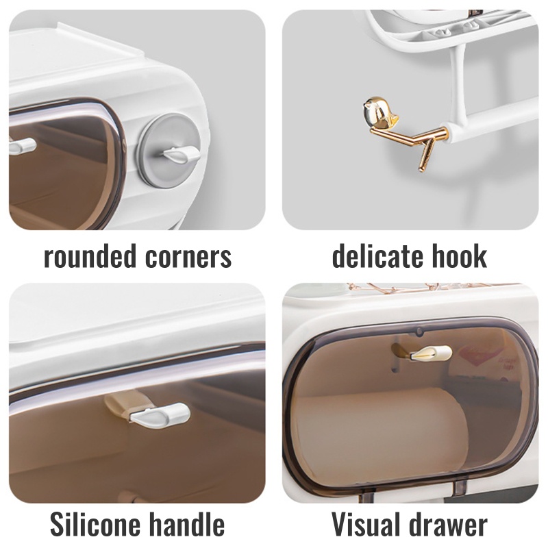 Hộp Đựng Khăn Giấy Gắn Tường Kèm Giá Đỡ Khăn Giấy Tiện Dụng