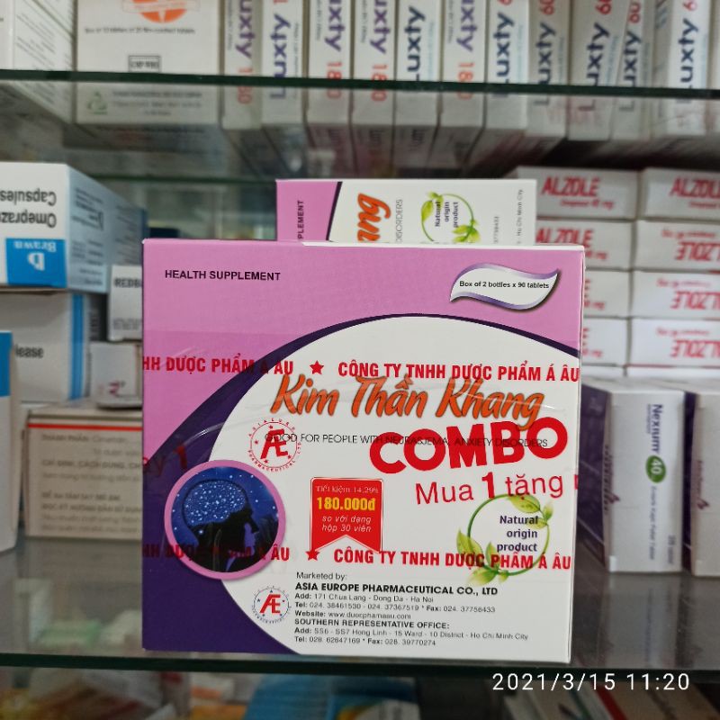 Kim Thần Khang - Combo 2 lọ x 90 viên tặng ngay Hộp 30v - Giúp ngủ ngon, giảm suy nhược thần kinh, stress