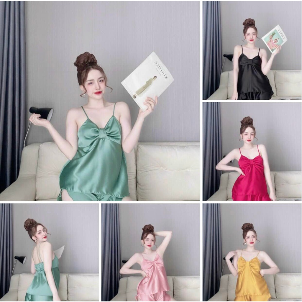 Đồ Ngủ Sexy Nữ, Set Ngủ Hai Dây Bó Ngực Gợi Cảm Chất Latin Cực Mềm Mịn Free Size Dưới 58Kg