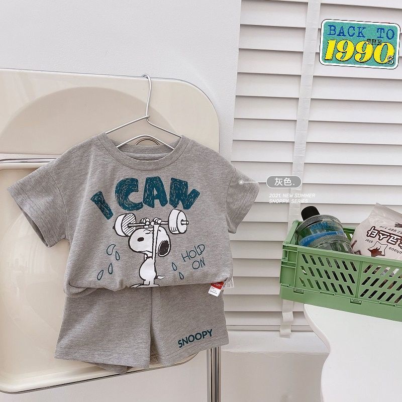 Bộ Áo Thun Tay Ngắn In Hoạt Hình + Quần Short Thời Trang Mùa Hè Hàn Quốc 2023 Cho Bé Trai