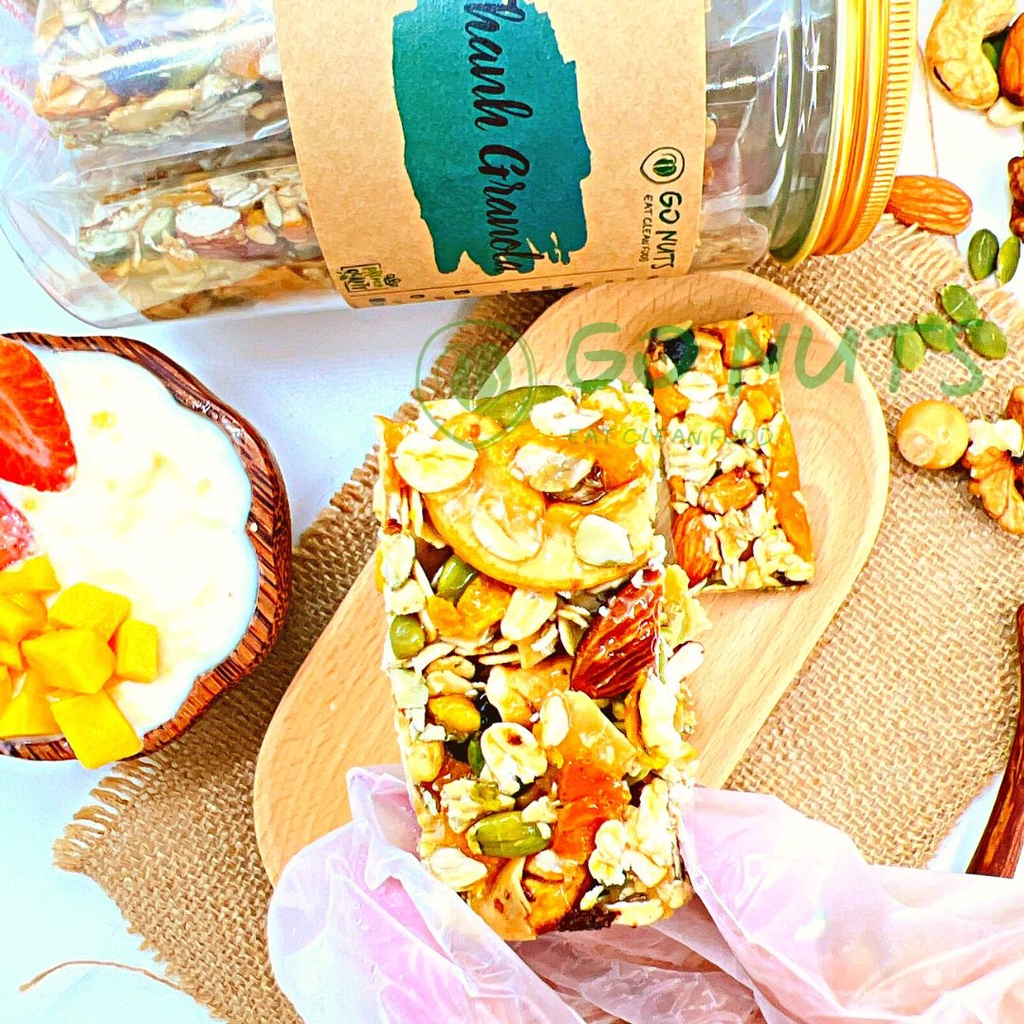 Thanh Granola GO NUTS Granola bar Thanh hạt dinh dưỡng mix Bánh ngũ cốc ăn kiêng hỗ trợ giảm cân bánh healthy thuần chay