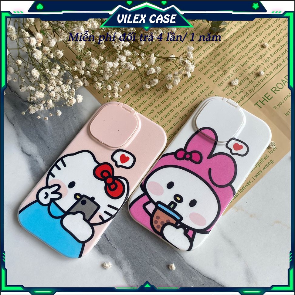 Ốp lưng iphone che cam có gương soi hello kitty, miễn phí đổi trả 4 lần/1 năm