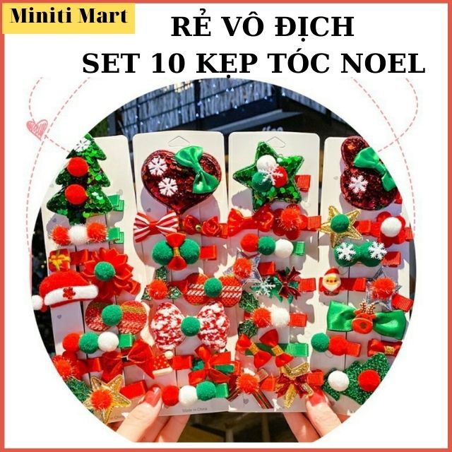 [RẺ VÔ ĐỊCH]Set 10 Kẹp Tóc Quà Noel, Giáng Sinh Xinh Xắn Cho Bé Gái