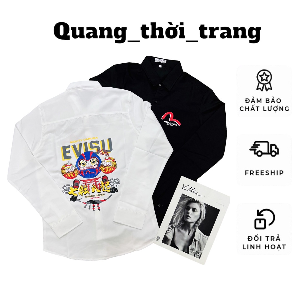 Áo sơ mi nam tay dài hoạ tiết in from hàn quốc Áo sơ mi trắng đen LOGO phong cách trẻ trung HOTRENN.