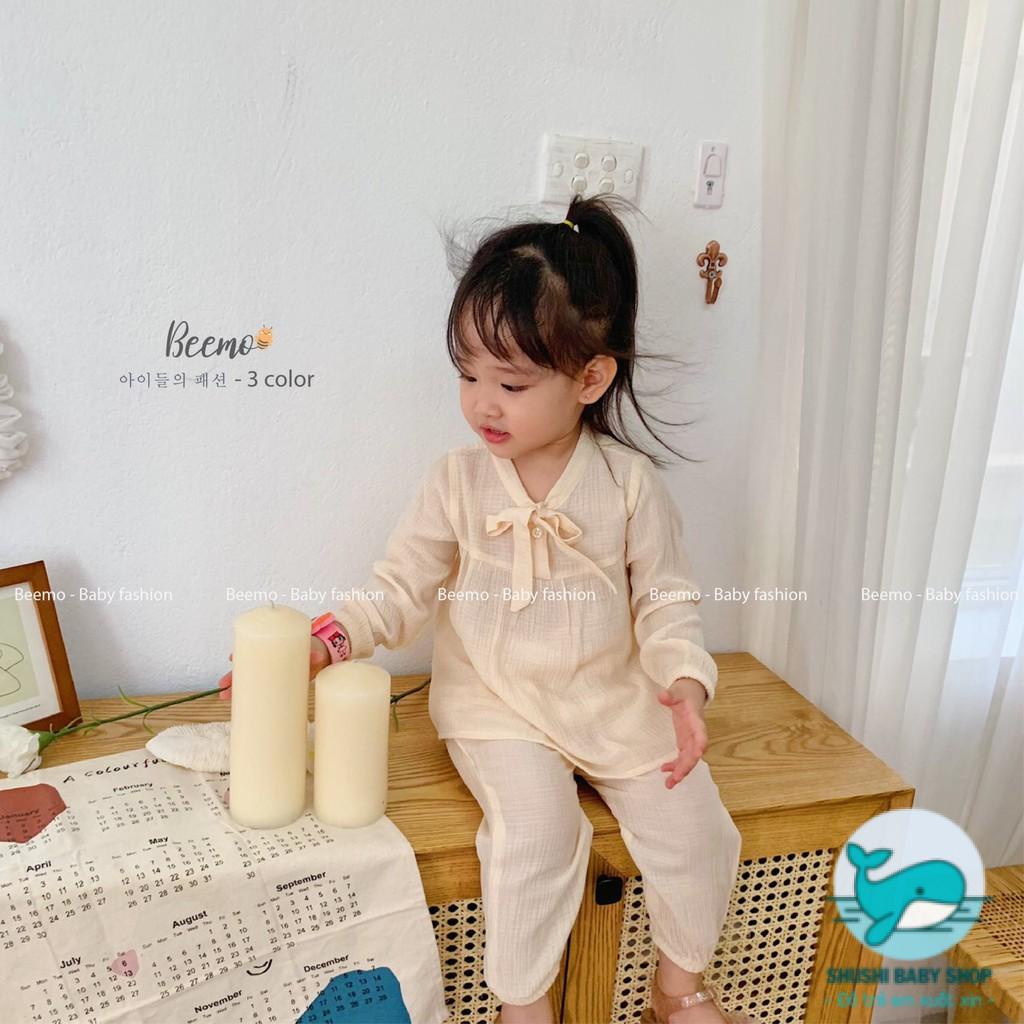 Bộ Đũi Bé Gái Cổ Nơ Nhiều Màu Beemo