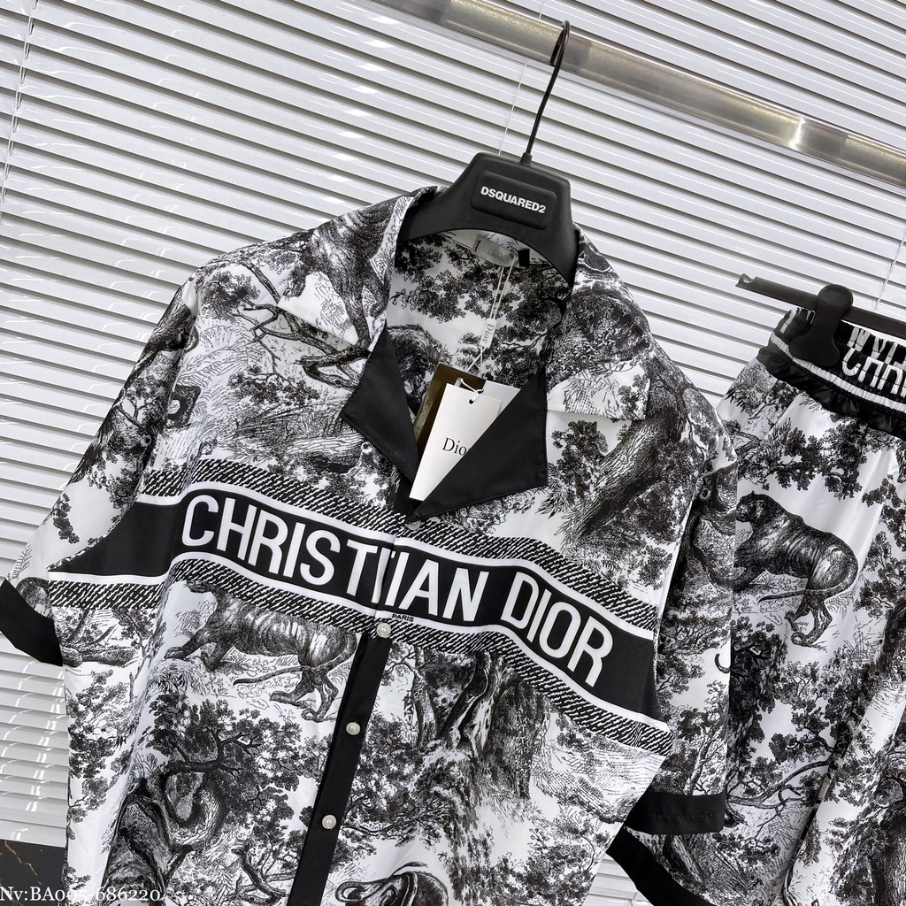 Bộ Quần Áo Pyjama Dior In Hình Hổ Cực Chất - Bộ Cộc Hè Dior Pyjama Họa Tiết In Hình Hổ Chất Lụa Cao Cấp DT STORE MENWEAR