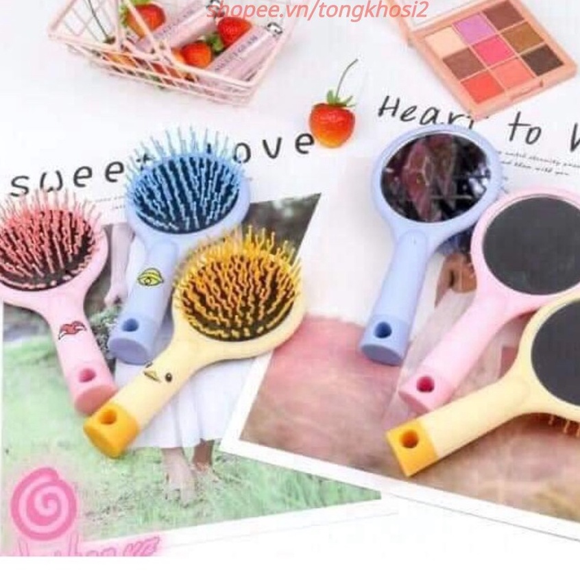 (Bán Buôn Sỉ) Lược gai chải đầu Massage kèm gương hàng cao cấp loại 1