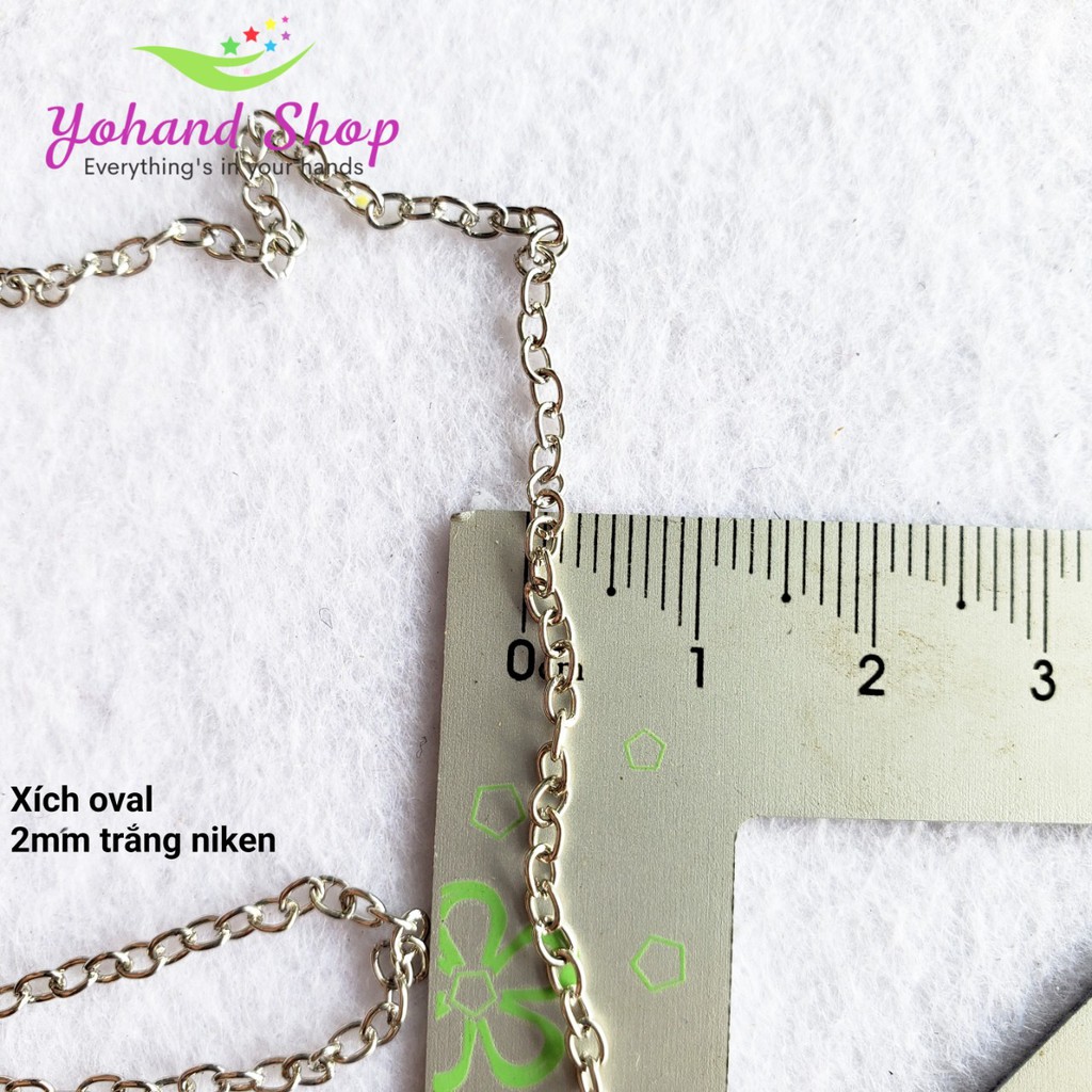 Dây xích oval Trắng K - bó 5m - làm vòng tay lắc tay, vòng cổ dây chuyền bông tai hoa tai khuyên tai