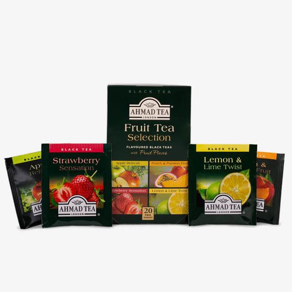 BST 4 vị Trà đen Hoa quả (Dâu, Đào, Chanh, Táo) - Ahmad Fruit Tea Collection (túi lọc có bao thiếc - 20 túi/hộp)