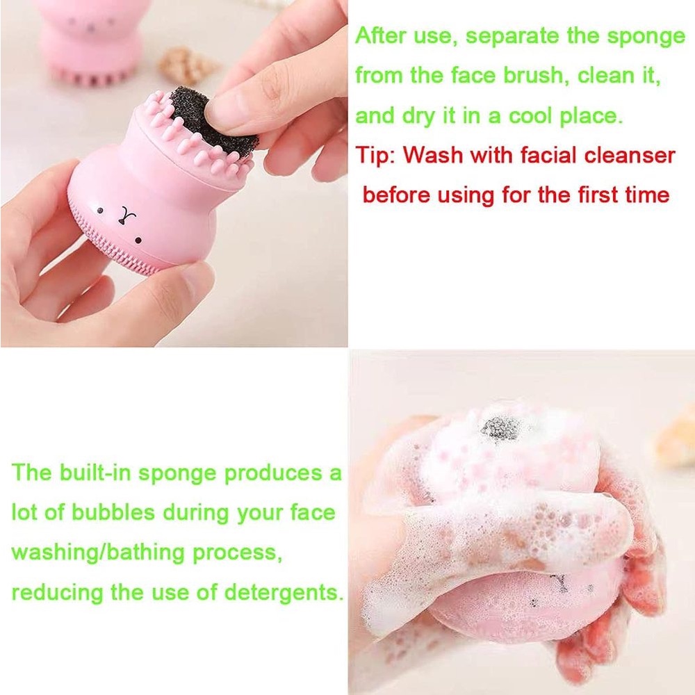 Cọ Rửa Mặt Bằng Silicone Hình Bạch Tuộc Giúp Tẩy Tế Bào Chết Hiệu Quả