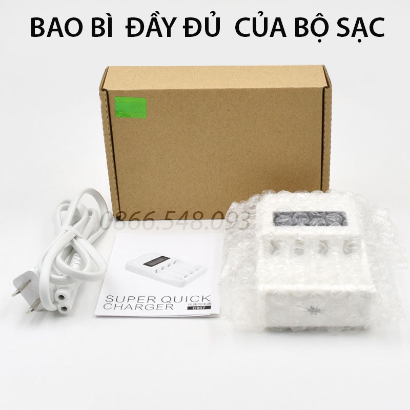 [Có bảo hành] Bộ sạc pin tiểu đa năng tự ngắt bốn khe PALO C907 Tặng 4 pin AAA1100