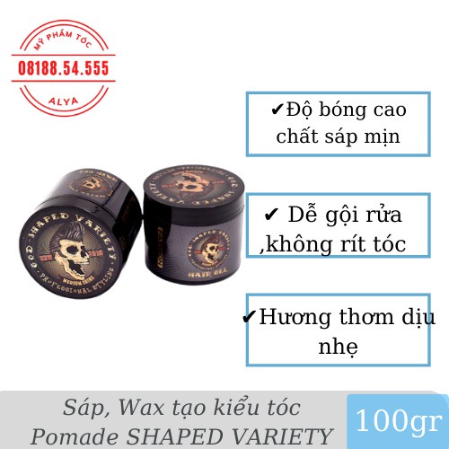 Sáp vuốt tóc Pomade SHAPED VARIETY 100gr tạo kiểu giữ nếp cho tóc. HÀNG CHÍNH HÃNG .