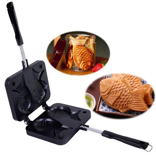 Chảo Nướng bánh Cá Khuôn làm Taiyaki - 2 con - Taiyaki Japanes fish shape hot cake maker