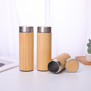 Bình giữ nhiệt vỏ Tre 450ml, Inox 304 (Không gỉ) | Đặt Khắc Theo Yêu Cầu