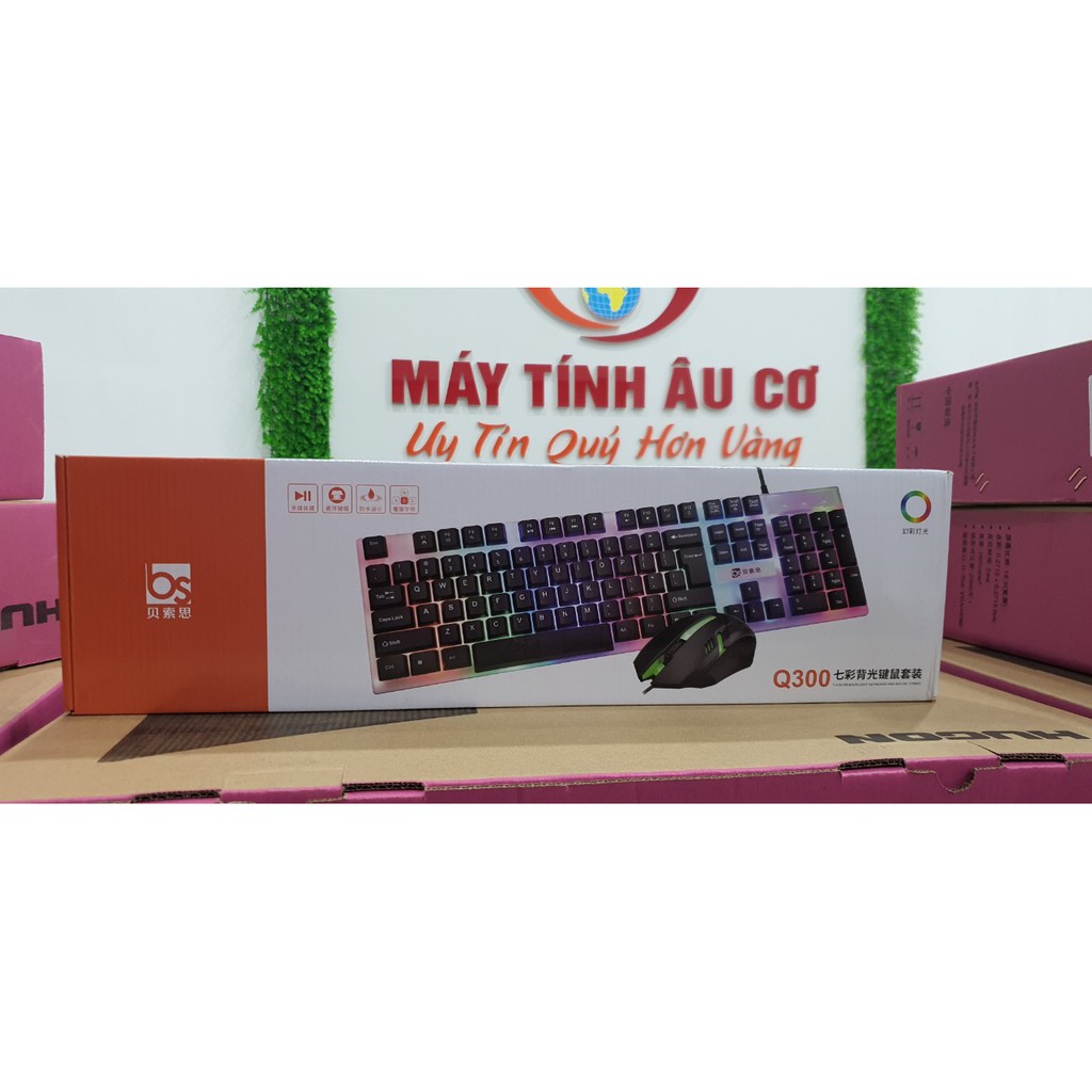 Bộ Bàn Phím Chuột giả cơ LED 7 Màu Q300 , Phím nhậy , độ nhẩy cao , Bảo hành 12 Tháng 1 đổi 1 , Tặng bàn di chuột