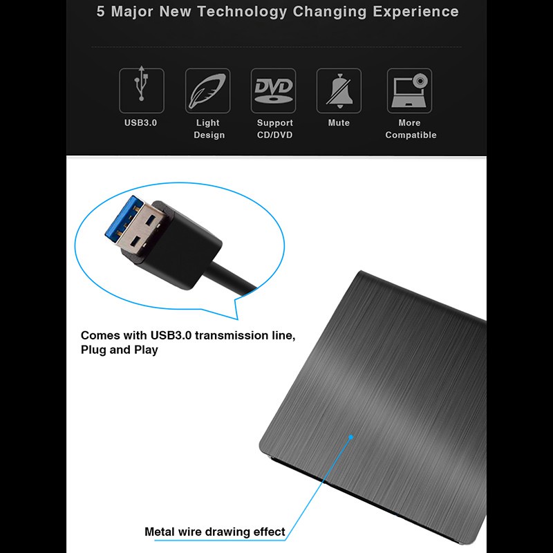 Hộp Đựng Ổ Cứng Ngoài Usb 3.0 Sata Dvd 12.7mm Cd-Rom Cho Laptop Notebook | BigBuy360 - bigbuy360.vn