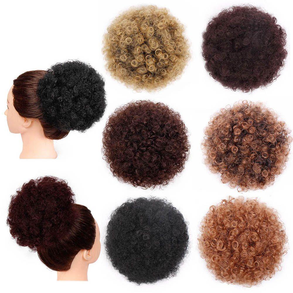 Búi Tóc Giả 8 Inch Xoăn Ngắn Bằng Sợi Tổng Hợp
