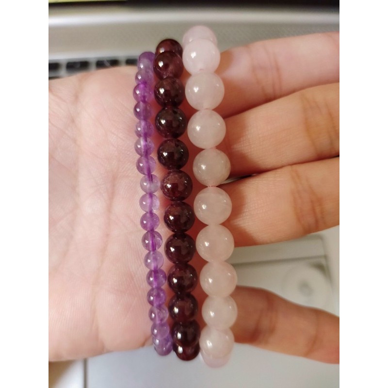 Dây đá bán quý các loại Rose quarzt, Garnet, Topal, Amethyst