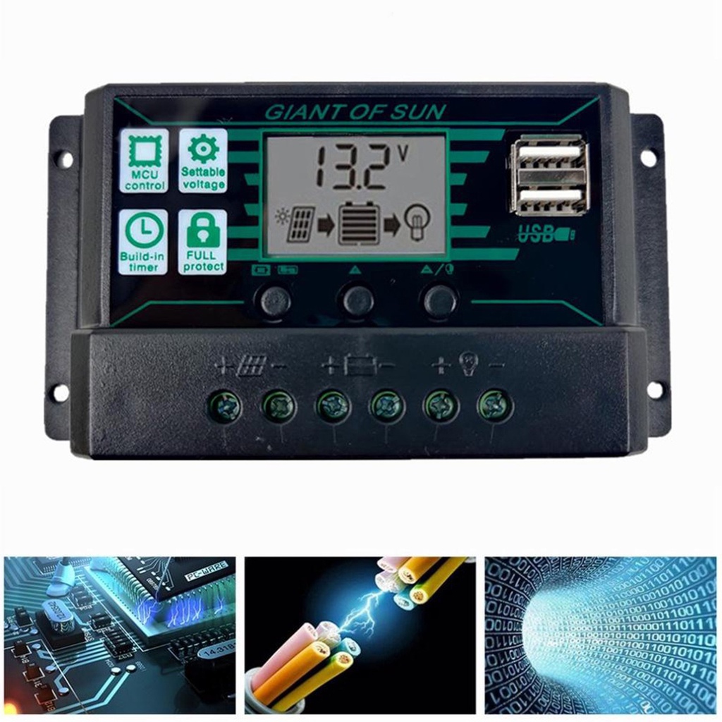 Bộ điều khiển sạc năng lượng mặt trời 20-60A màn hình LCD MPPT PWM 20A cao cấp