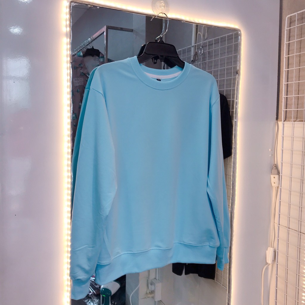 Áo Sweater Trơn Basic Nam tay dài form rộng unisex nam nữ vải thun da cá dày dặn | BigBuy360 - bigbuy360.vn