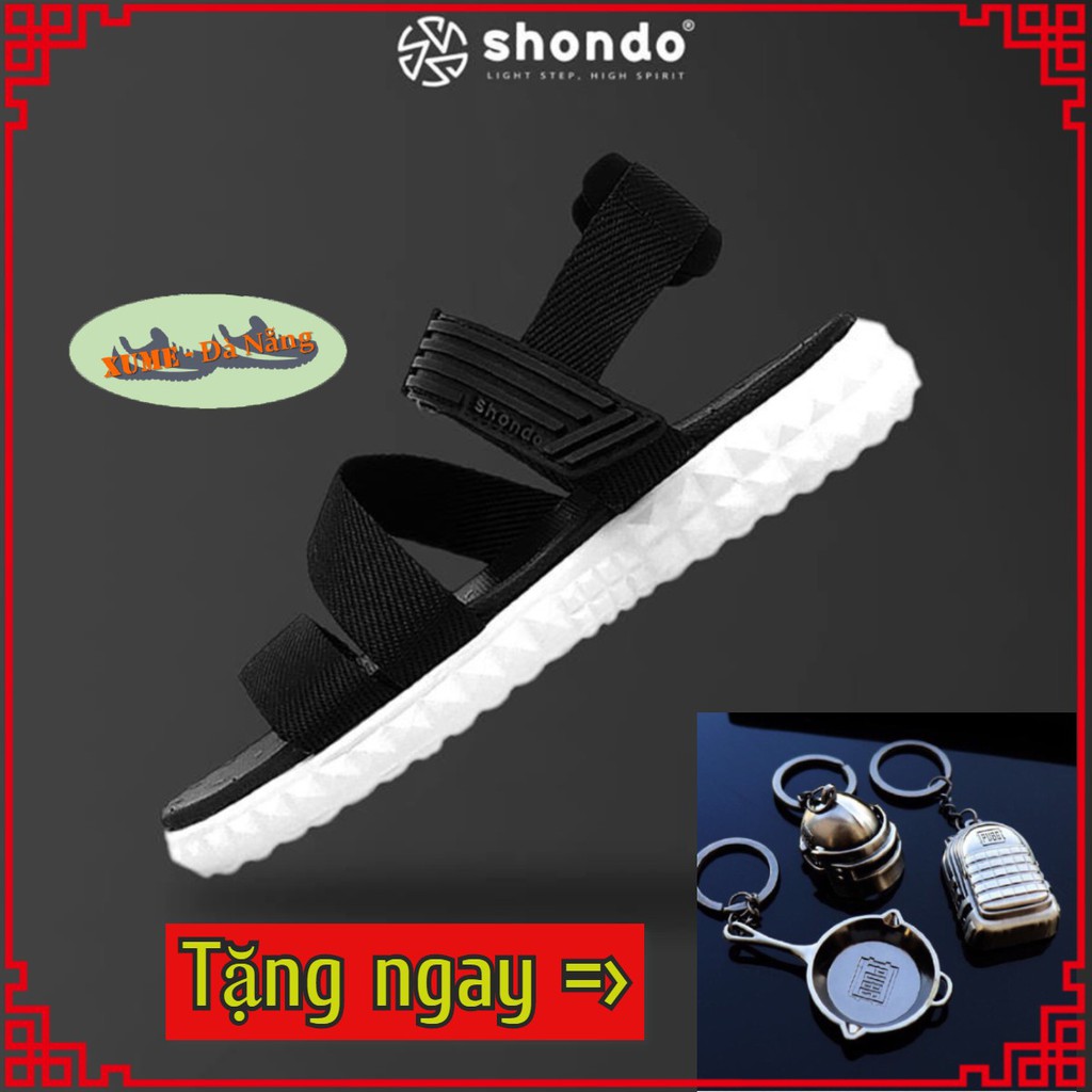 Sandal Nam nữ Chính hãng - Sandan Shondo đen trắng F6M003 - Bảo hành 12 tháng - Giày dép quai hậu ngang Sales 8-8